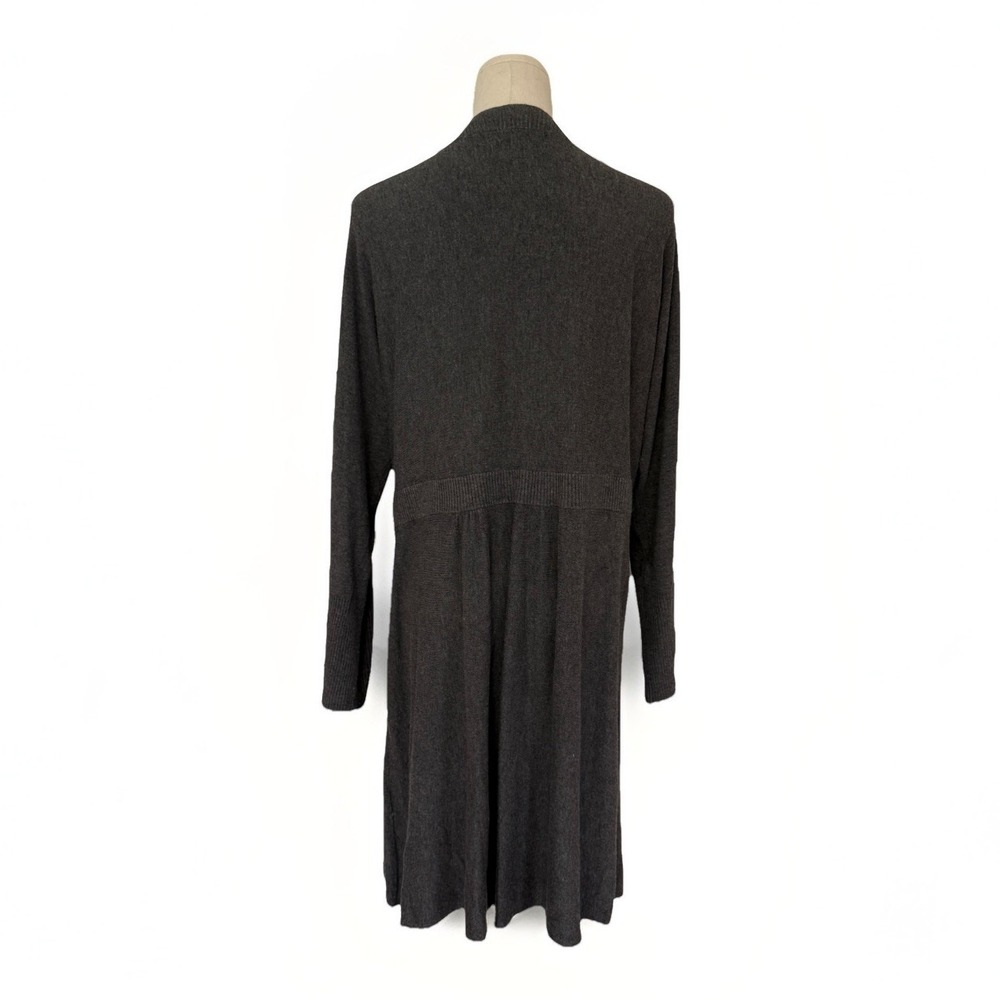 Eileen Fisher Charcoal Gray Waterfall‎ Open Front Cardigan Womens L Drape Knit - Picture 3 of 7